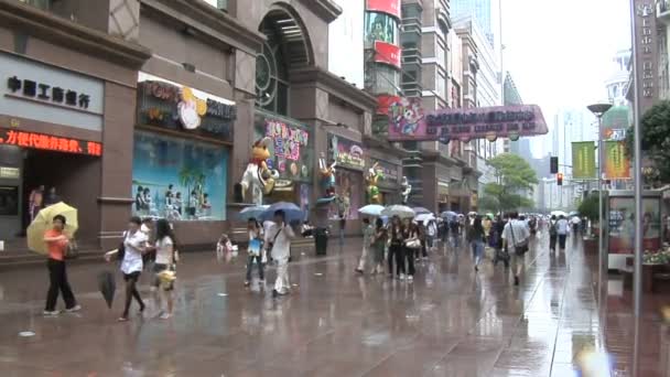 Shanghai Nanjing rue piétonne — Video